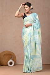 Traditional Authentic Hand Block Printed Pure Organic Cotton Sarees With matching Blouse(BFCS33)