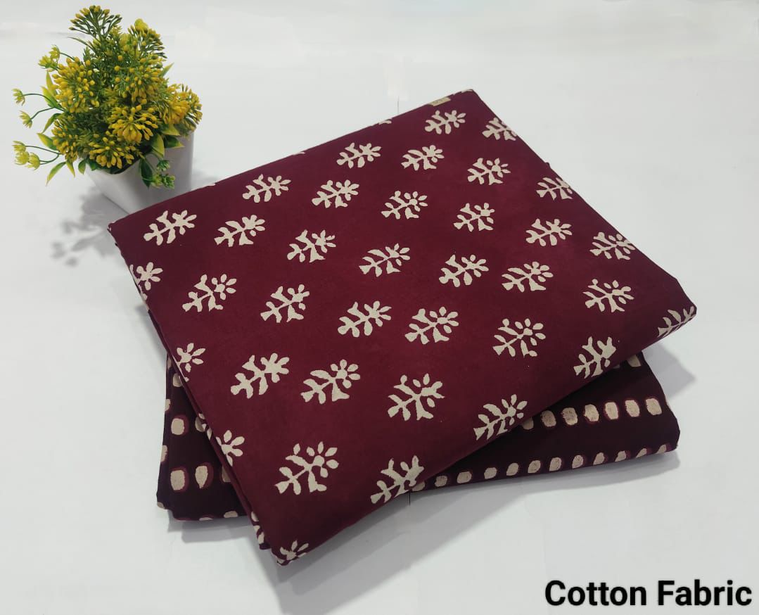 Maroon Printed Cotton Fabric for Kurti – Soft Daily Wear Dress Material (BFTB57)