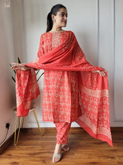 New Exclusive Collection of Hand Block Printed Stitched Cotton Suits With Cotton Dupatta in Beautiful Colours ((BFSCS16)