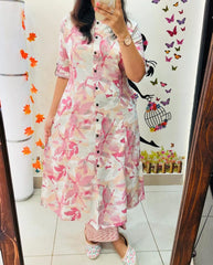 Launching Designer Co-erd set in Aline kurti pattern paired with Ankle length pant