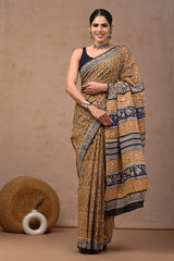 Traditional Authentic Hand Block Printed Pure Organic Cotton Sarees With matching Blouse(BFCS22)