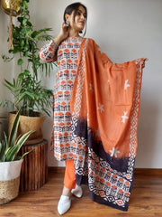 New Exclusive Collection of Hand Block Printed "Stitched" Cotton Suits With Cotton Dupatta in Beautiful Colours((BFSCS05)