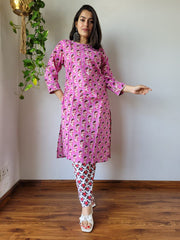 New Exclusive Hand  block printed Stitched Cotton  Kurtis with Pant