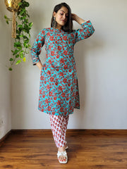New Exclusive Hand  block printed Stitched Cotton  Kurtis with Pant