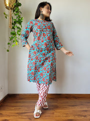 New Exclusive Hand  block printed Stitched Cotton  Kurtis with Pant