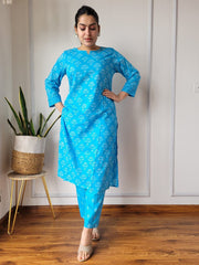 New Exclusive Hand block printed Stitched Cotton Kurtis with Pant