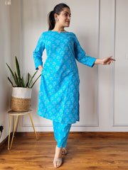 New Exclusive Hand block printed Stitched Cotton Kurtis with Pant