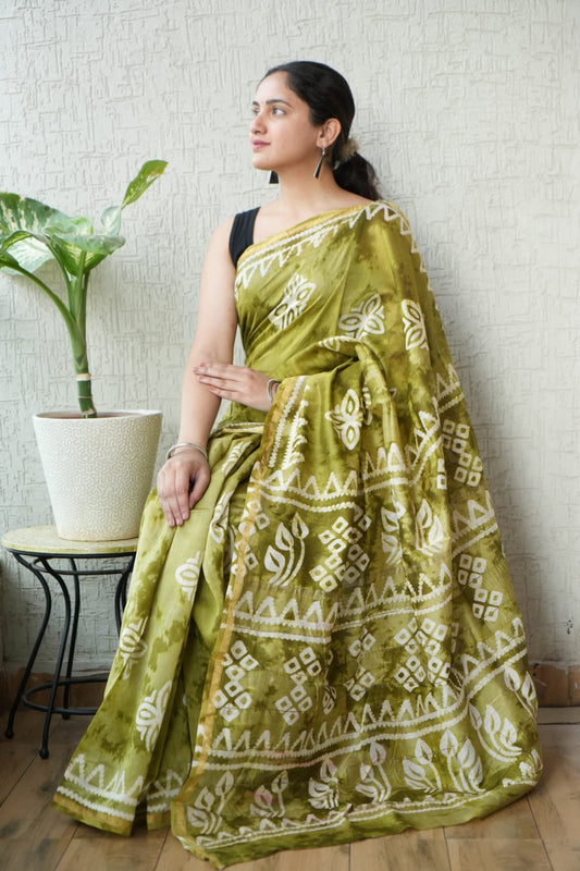 New Designer Hand Block Print Chanderi Silk Saree(BFCS59)
