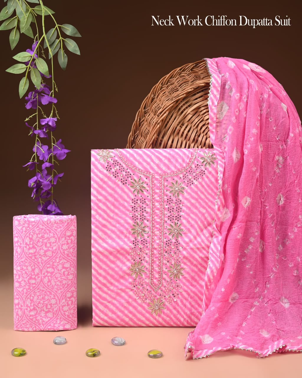 PREMIUM GOTA PATTI COTTON SUIT SET WITH CHIFFON DUPATTA