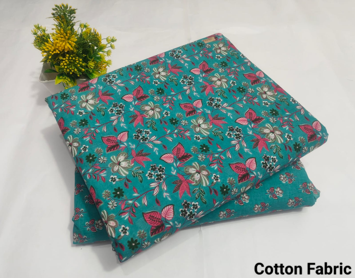 Teal Floral Cotton Fabric (BFTB129)