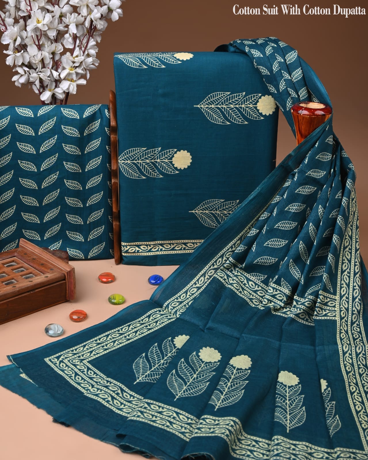 Exclusive Hand Block Cotton Suit With Cotton Dupatta(BFCOT152)