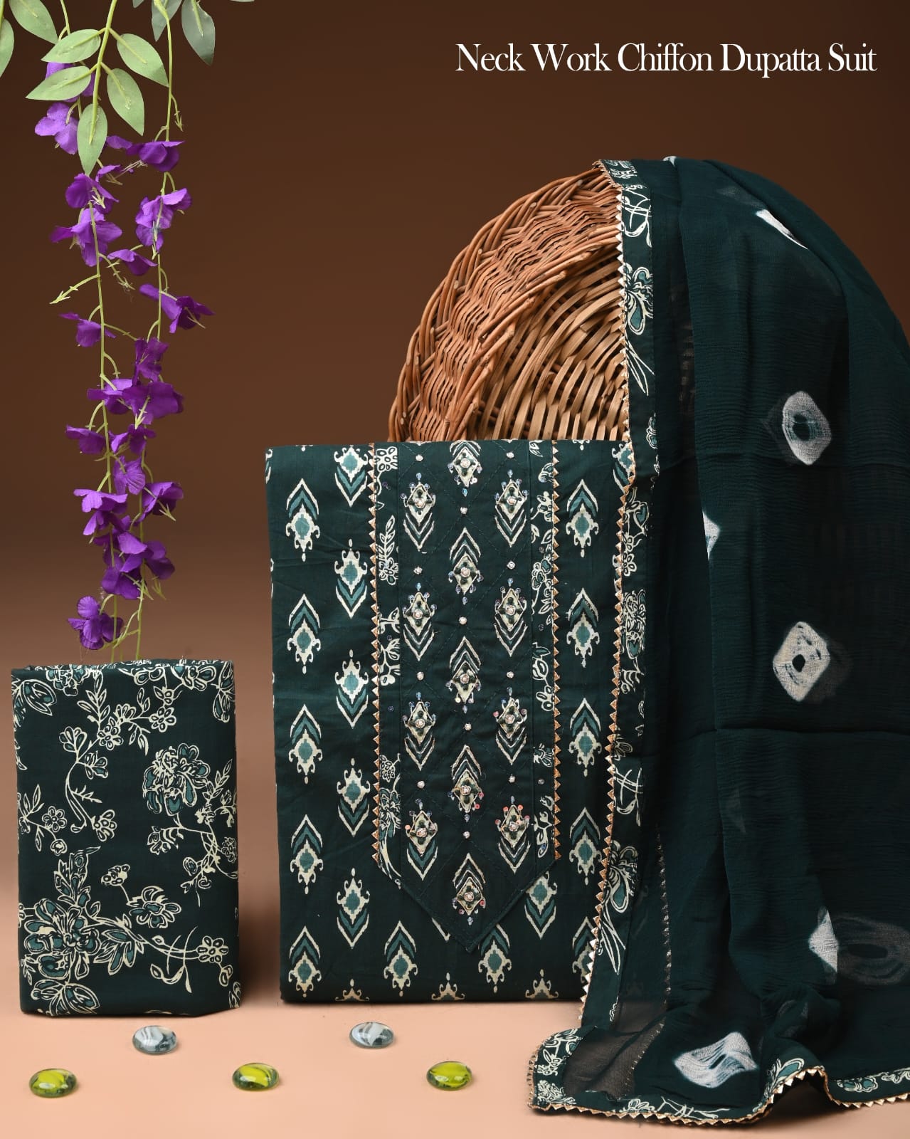 PREMIUM GOTA PATTI COTTON SUIT SET WITH CHIFFON DUPATTA