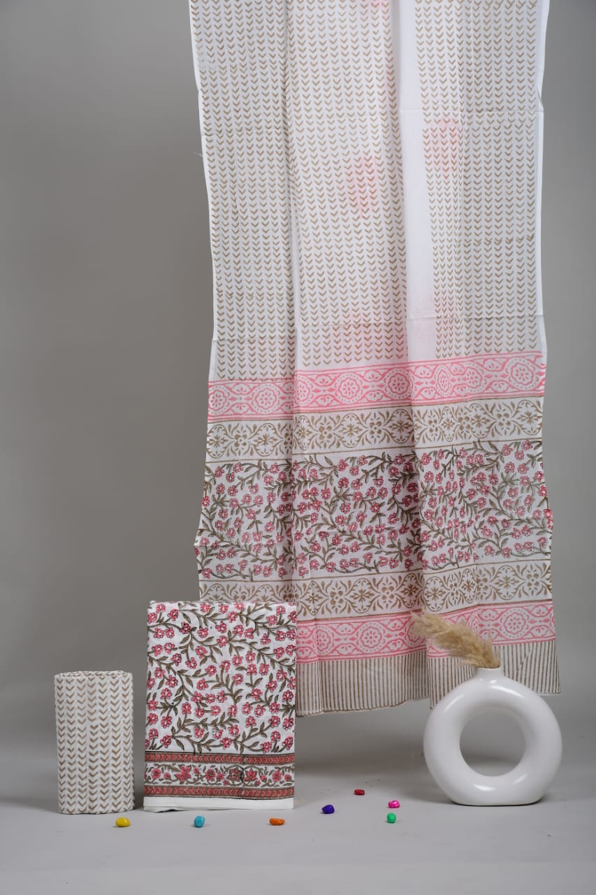 Exclusive Hand Block Cotton Suit With Cotton Dupatta(BFCOT08)