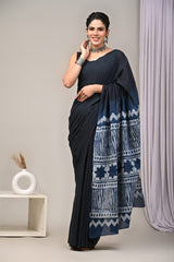 Traditional Authentic Hand Block Printed Pure Organic Cotton Sarees With matching Blouse