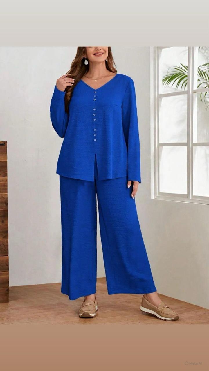 Royal Blue Cotton Flex Co-Ord Set for Women | Stylish Kurta Plazo Set