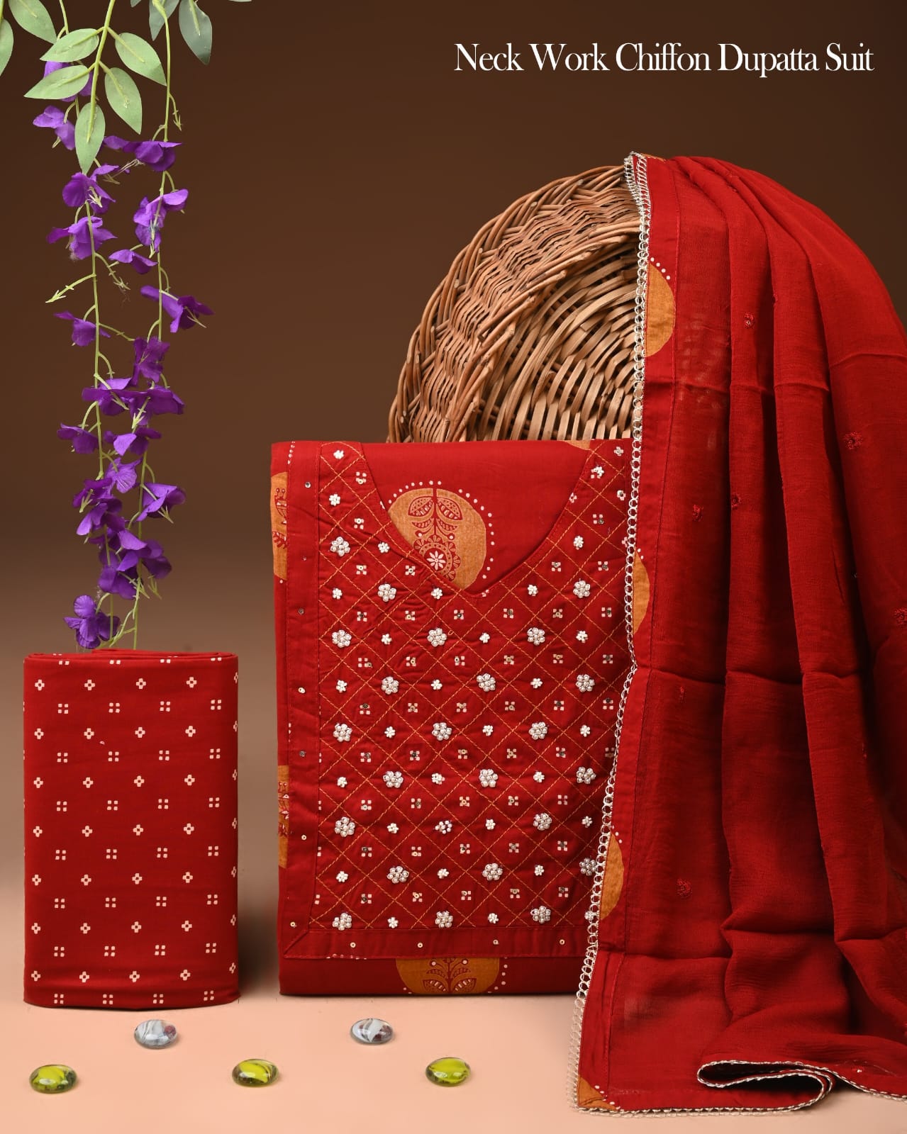 PREMIUM GOTA PATTI COTTON SUIT SET WITH CHIFFON DUPATTA