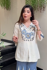 NEW DESIGN LAUNCH
Embroidered Top With Kali Pants - EMBROIDERY WORK detailing co-ord set perfect for your wardrobe