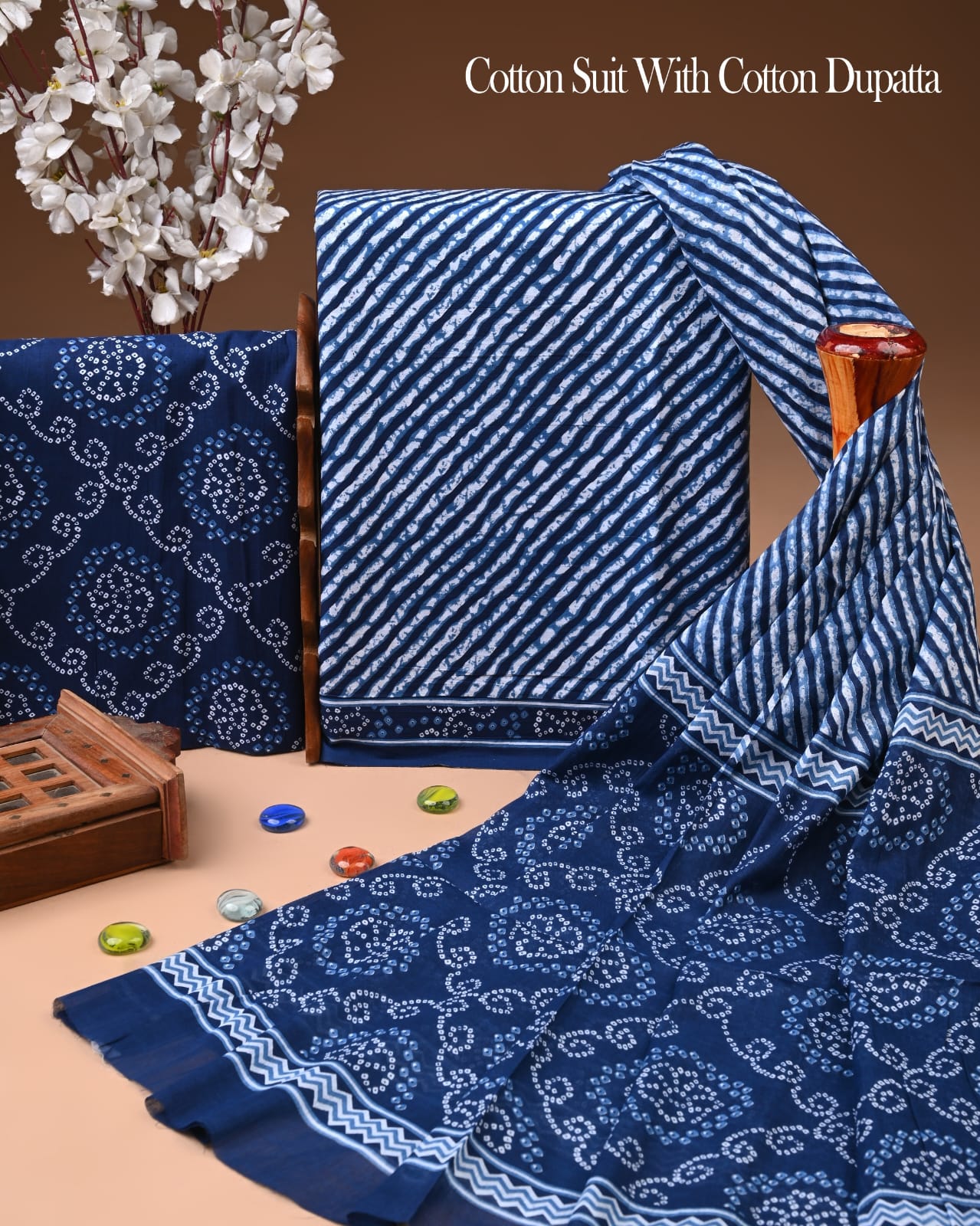 Exclusive Hand Block Cotton Suit With Cotton Dupatta(BFCOT156)