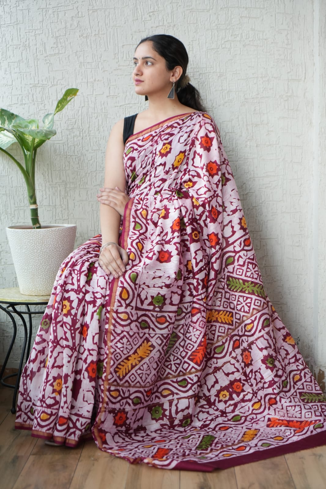New Designer Hand Block Print Chanderi Silk Saree(BFCS61)