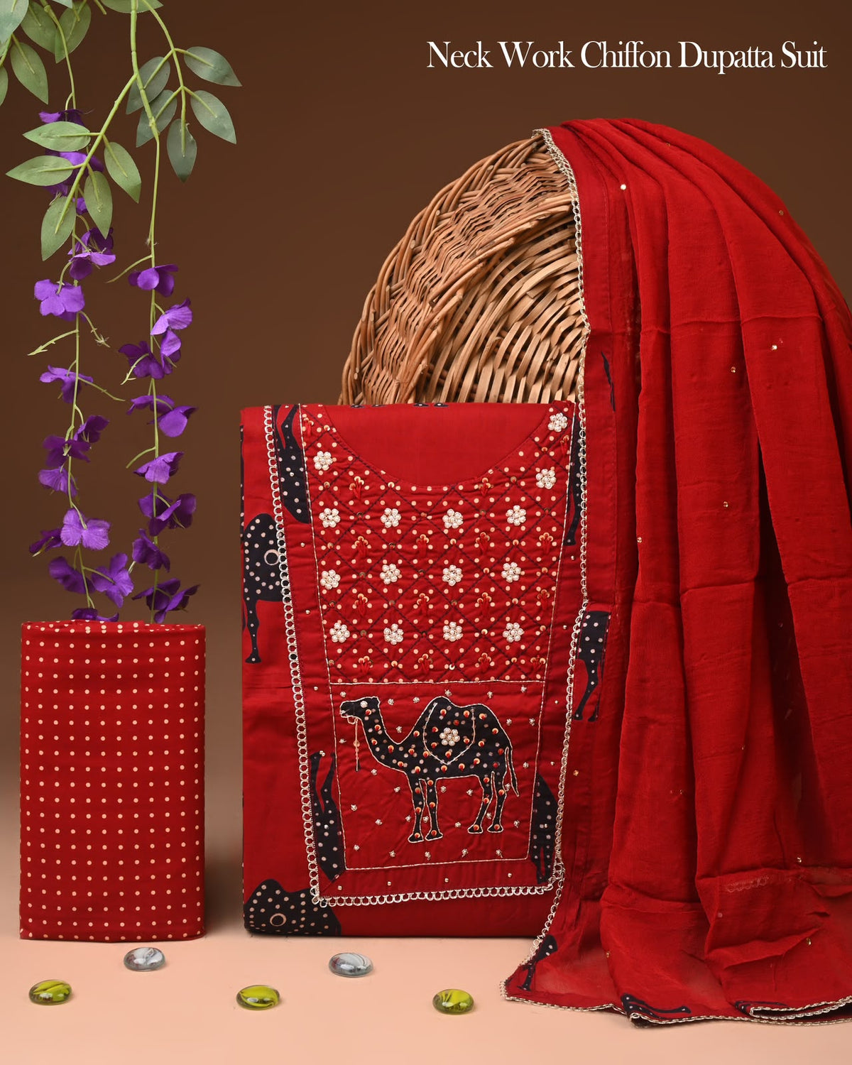 PREMIUM GOTA PATTI COTTON SUIT SET WITH CHIFFON DUPATTA