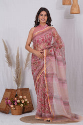 Exclusive hand Block Printed Kota Doria Saree (BFKS44)