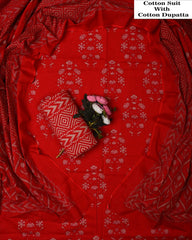 Exclusive Hand Block Cotton Suit With Cotton Dupatta