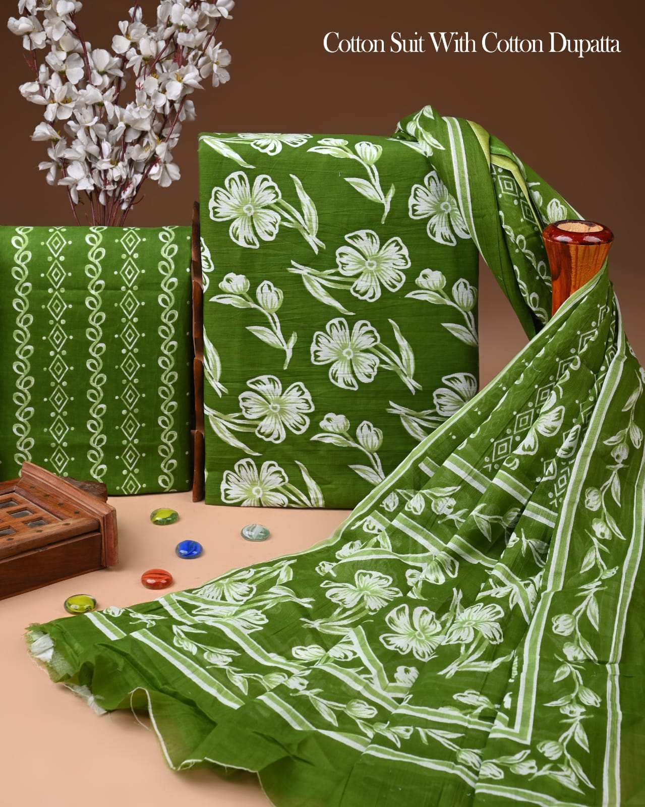 Exclusive Hand Block Cotton Suit With Cotton Dupatta