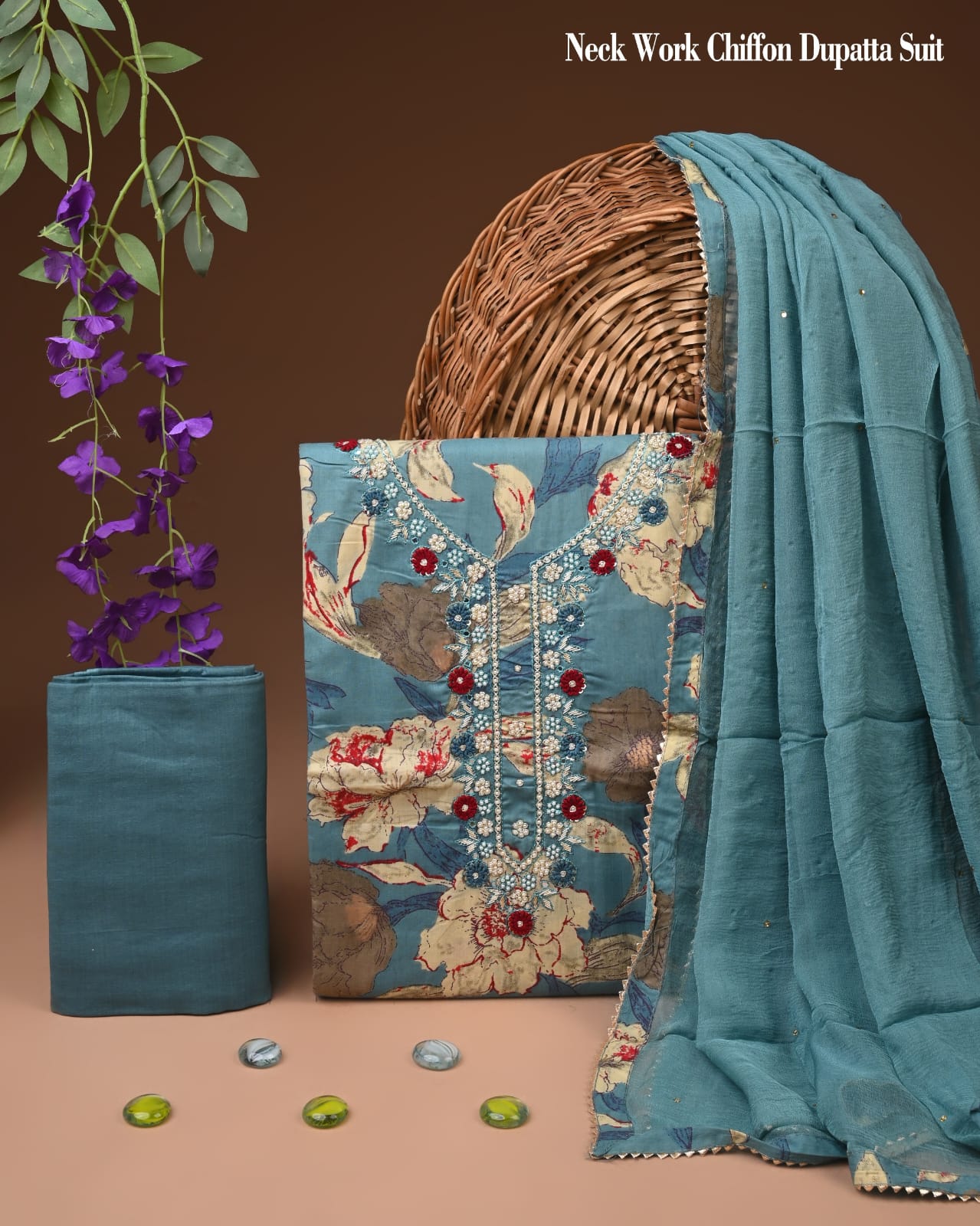 PREMIUM GOTA PATTI COTTON SUIT SET WITH CHIFFON DUPATTA