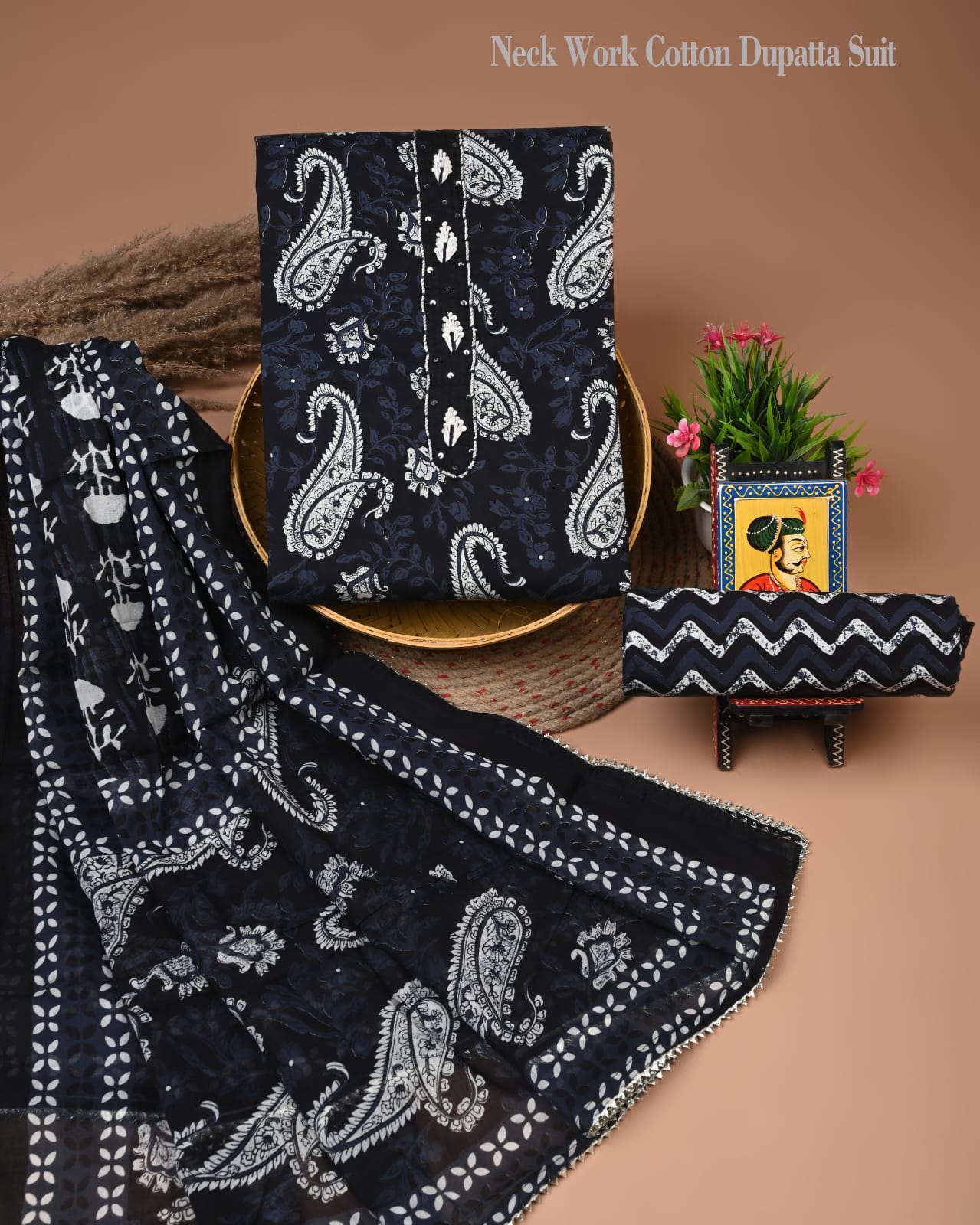 PREMIUM GOTA PATTI COTTON SUIT SET WITH COTTON DUPATTA(BFCOTGP01)