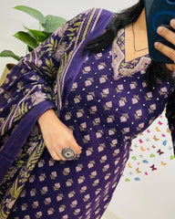 *🌹🌹Pure fine Cotton fabric Embroidery Work Kurti with Pant with cotton 100-100 Dupatta*🌹🌹