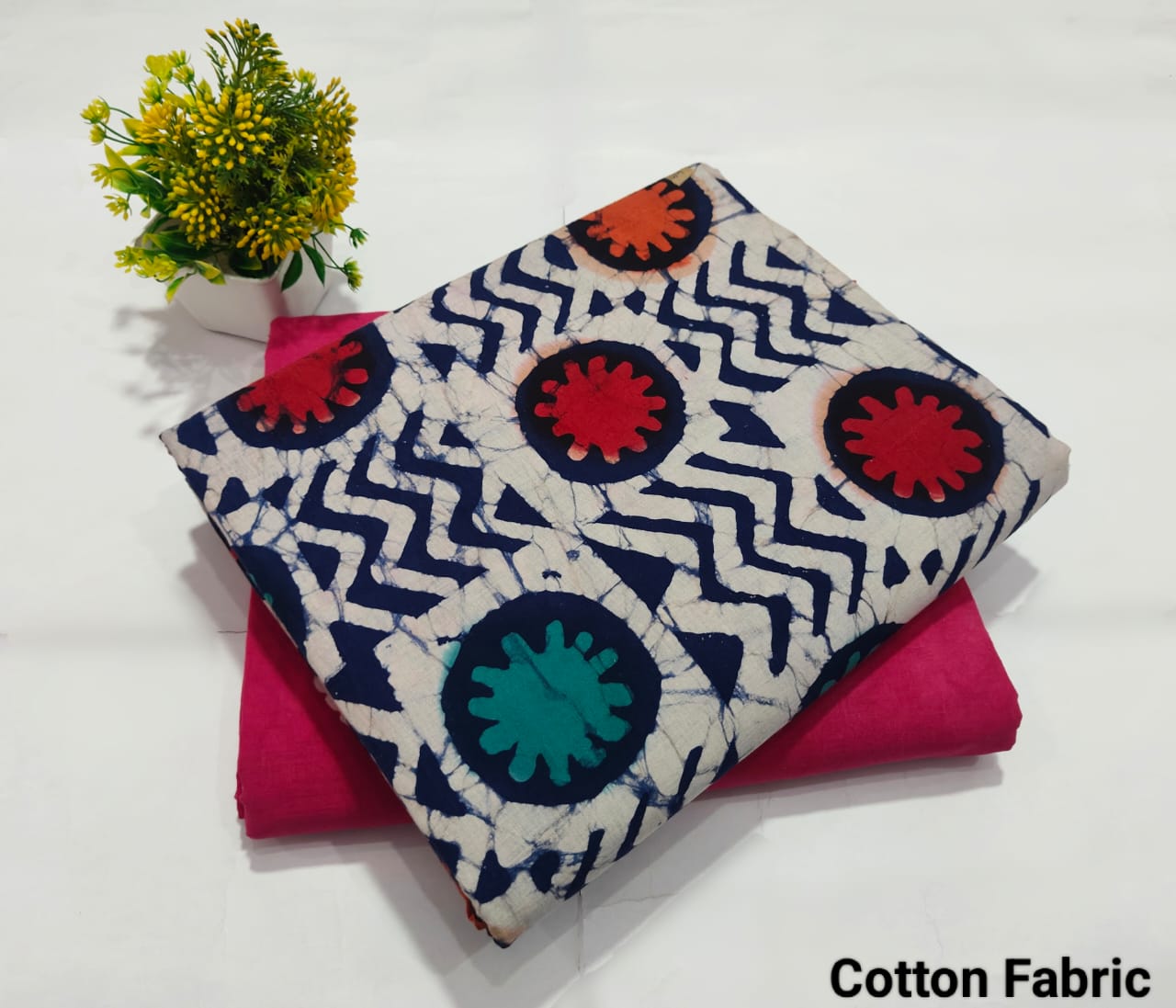 Multicolor Geometric Batik Cotton Fabric – Designer Kurti Material (BFTB75)
