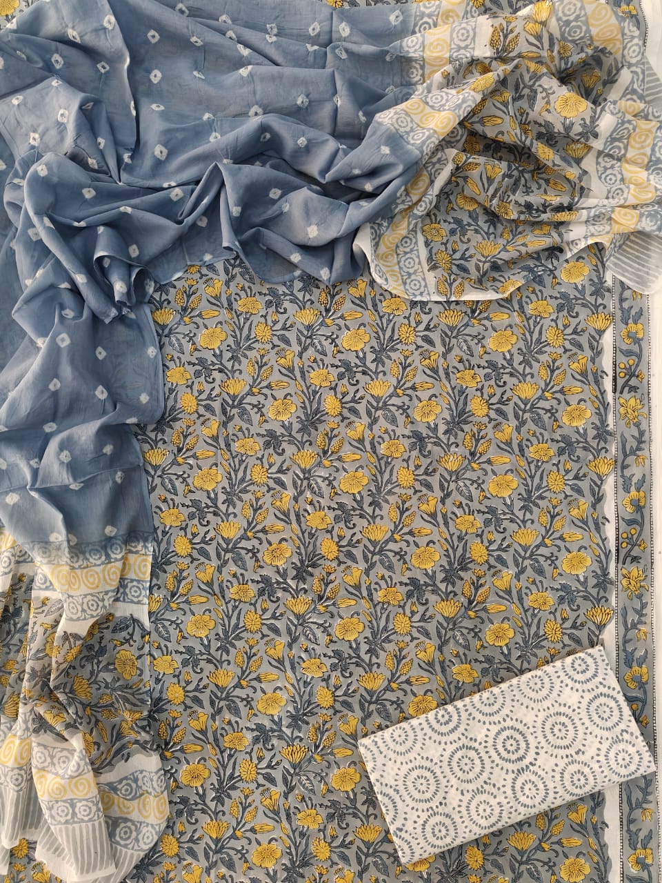 Exclusive Hand Block Cotton Suit With Cotton Dupatta(BFCOT65)