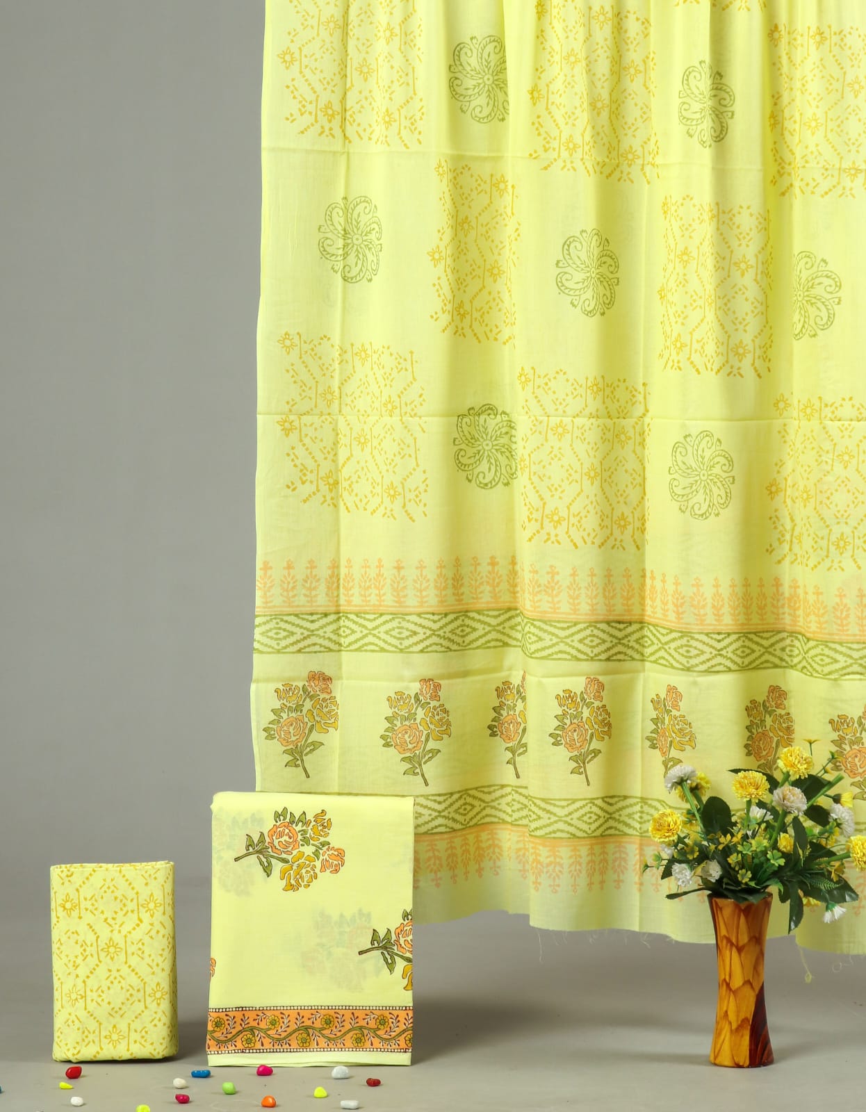 Exclusive Hand Block Cotton Suit With Cotton Dupatta (BFCOT86)