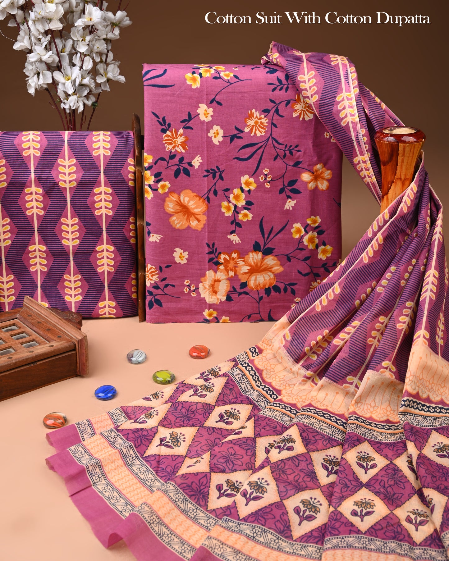 Exclusive Hand Block Cotton Suit With Cotton Dupatta