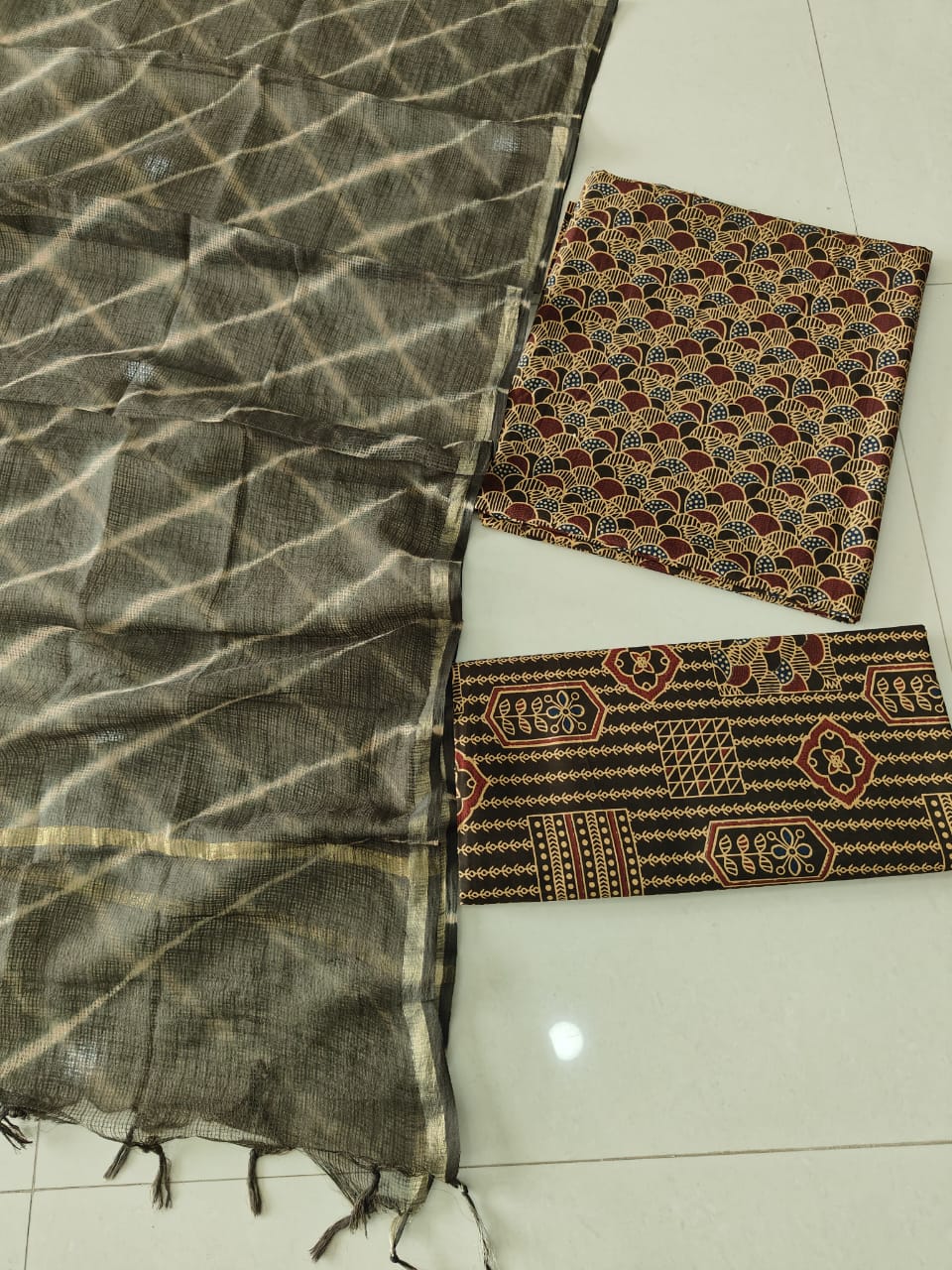 Premium Sanganeri Printed Cotton Suit With Kota Doria Duppta(BFCOTKD03)