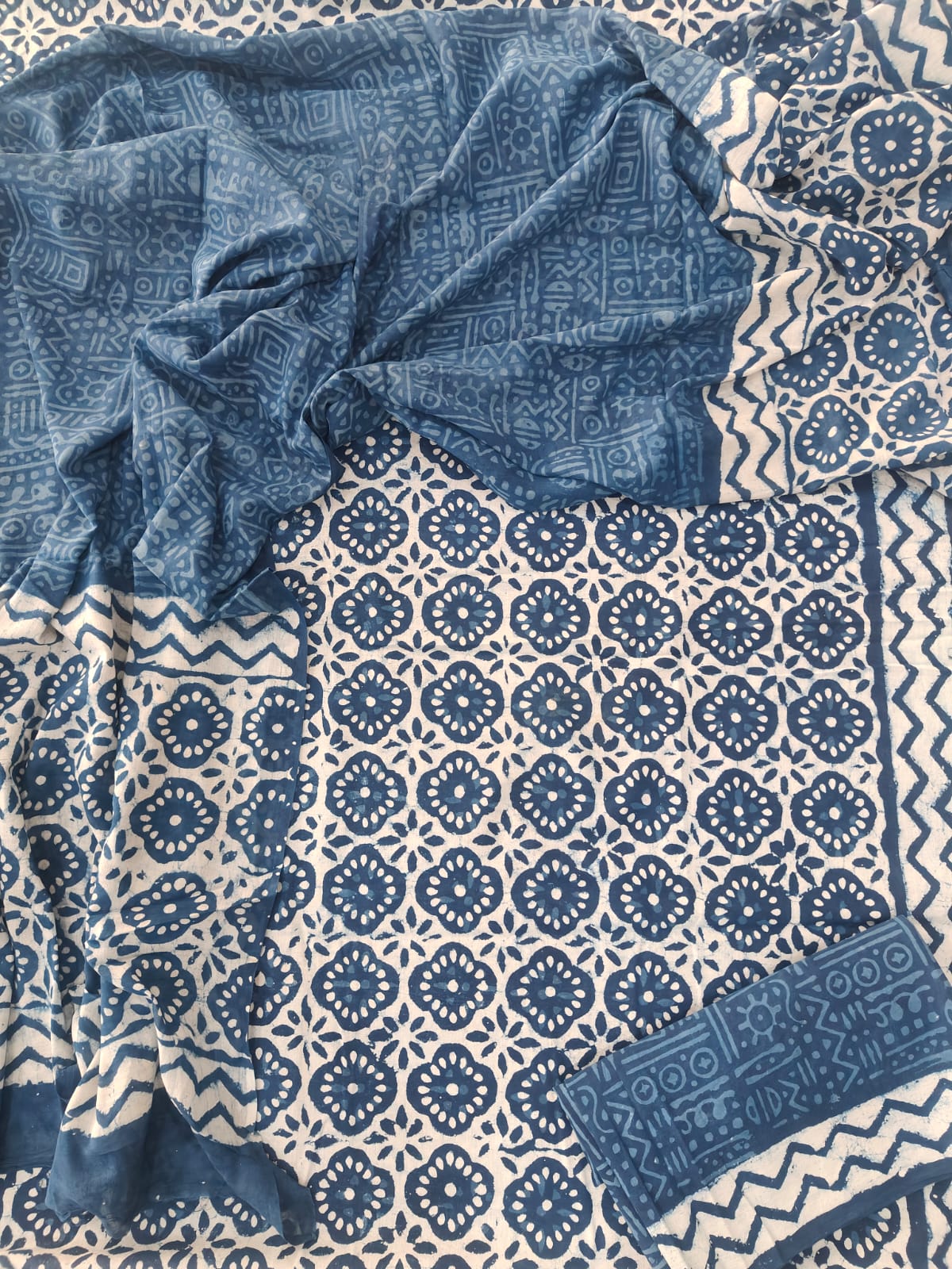 Exclusive Hand Block Cotton Suit With Cotton Dupatta(BFCOT87)