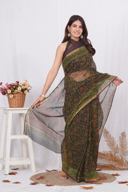 Black & Green kota doriya saree (BFKS26)