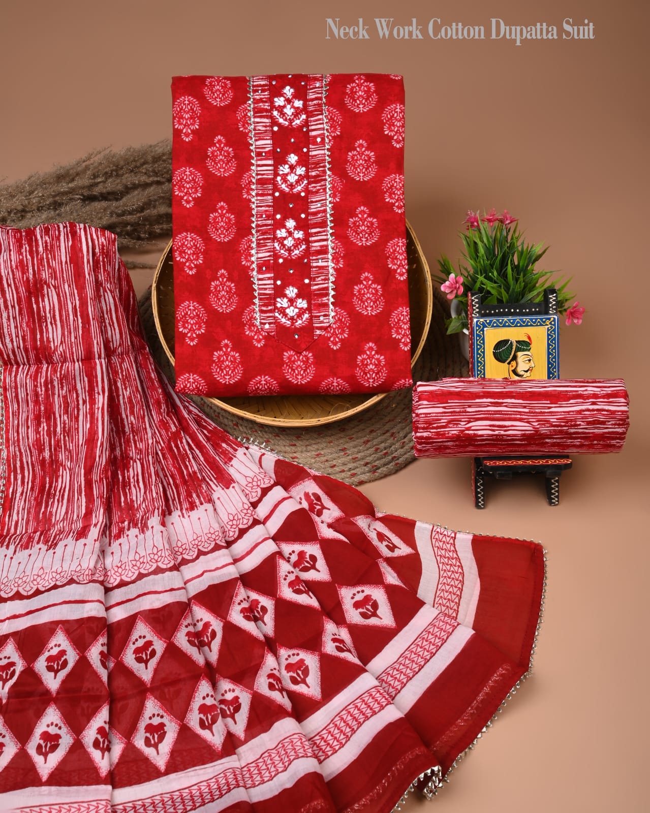 PREMIUM GOTA PATTI COTTON SUIT SET WITH COTTON DUPATTA(BFCOTGP05)