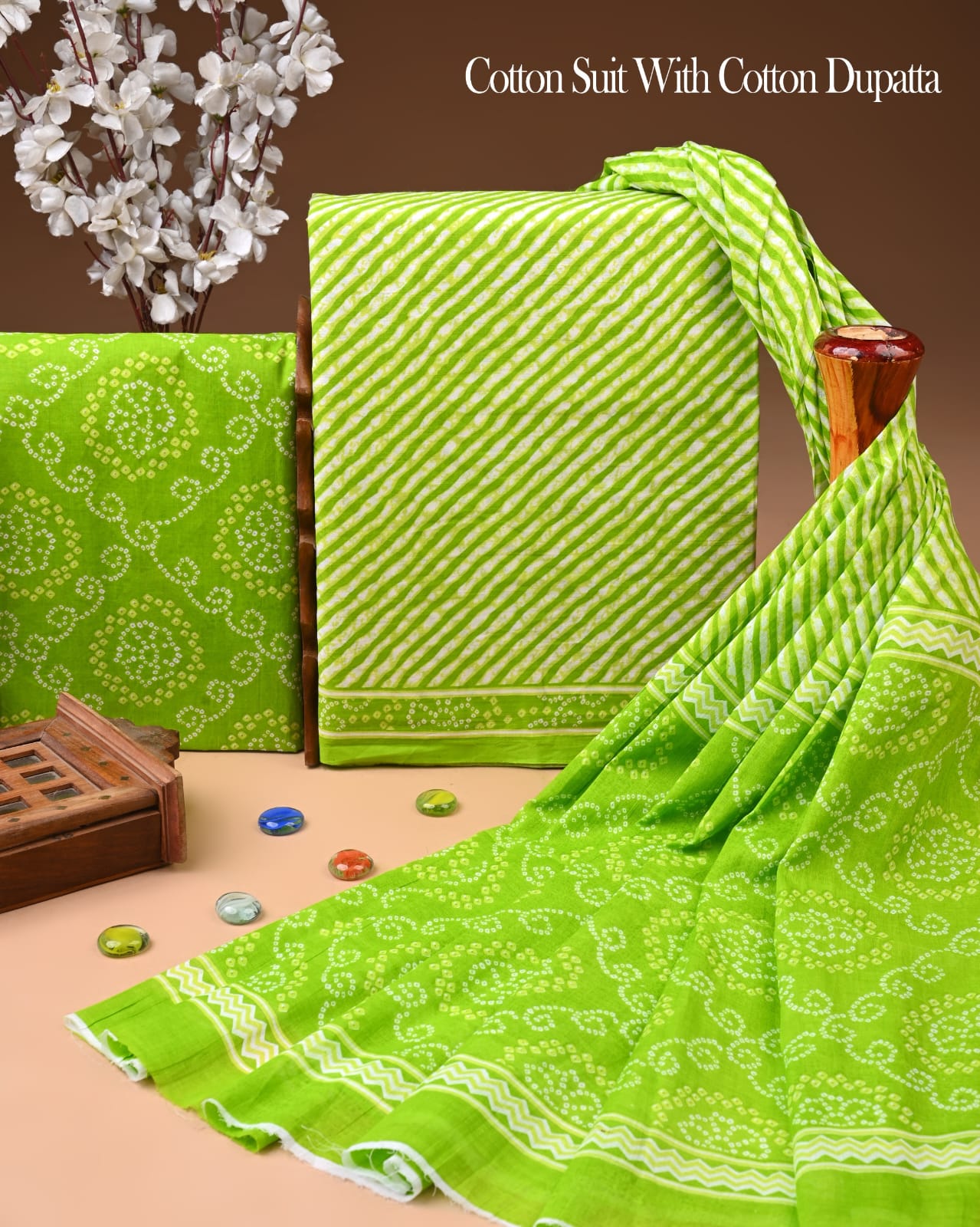 Exclusive Hand Block Cotton Suit With Cotton Dupatta(BFCOT161)