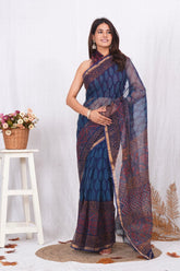 Exclusive hand Block Printed Kota Doria Saree (BFKS39)