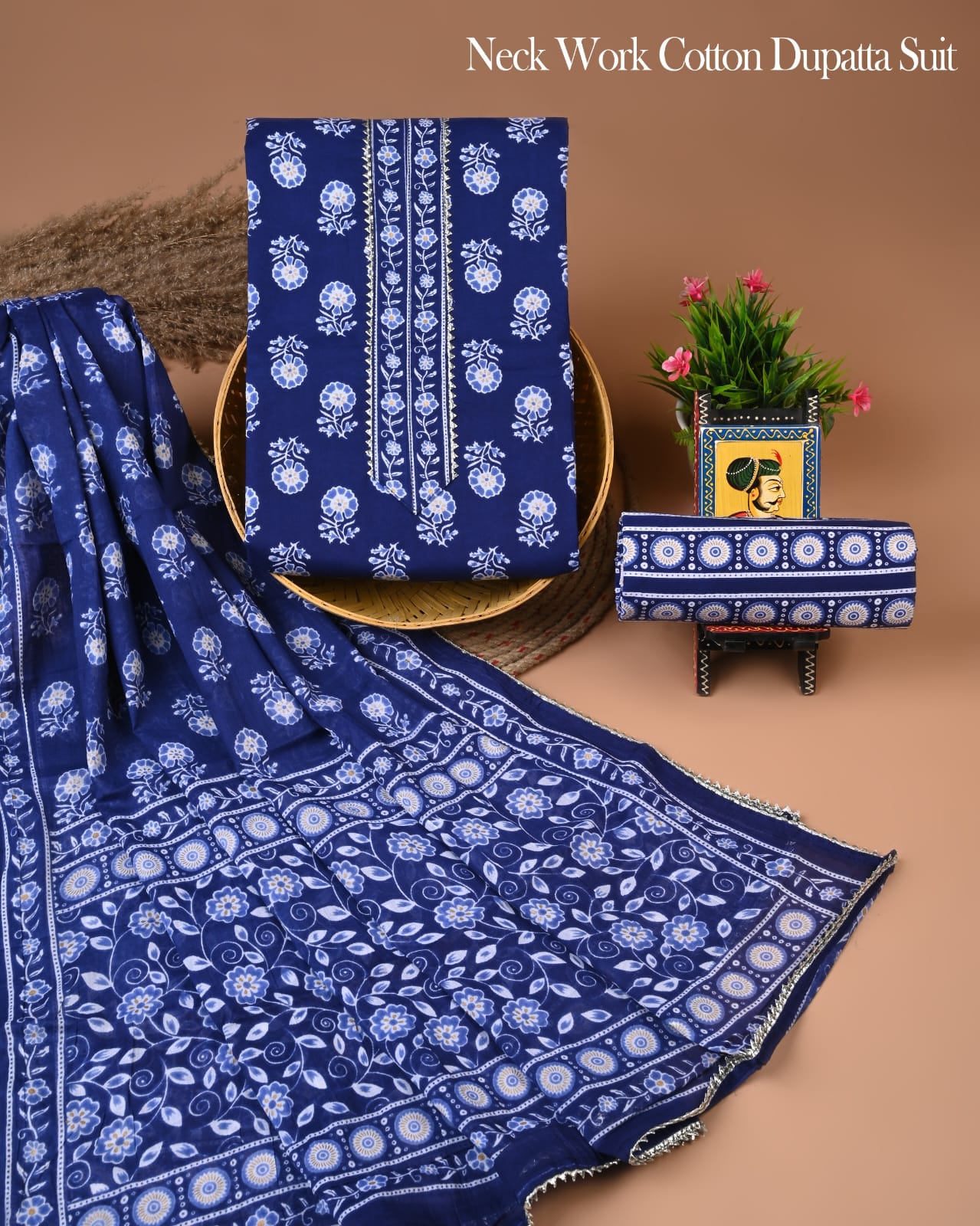 PREMIUM GOTA PATTI COTTON SUIT SET WITH COTTON DUPATTA(BFCOTGP40)