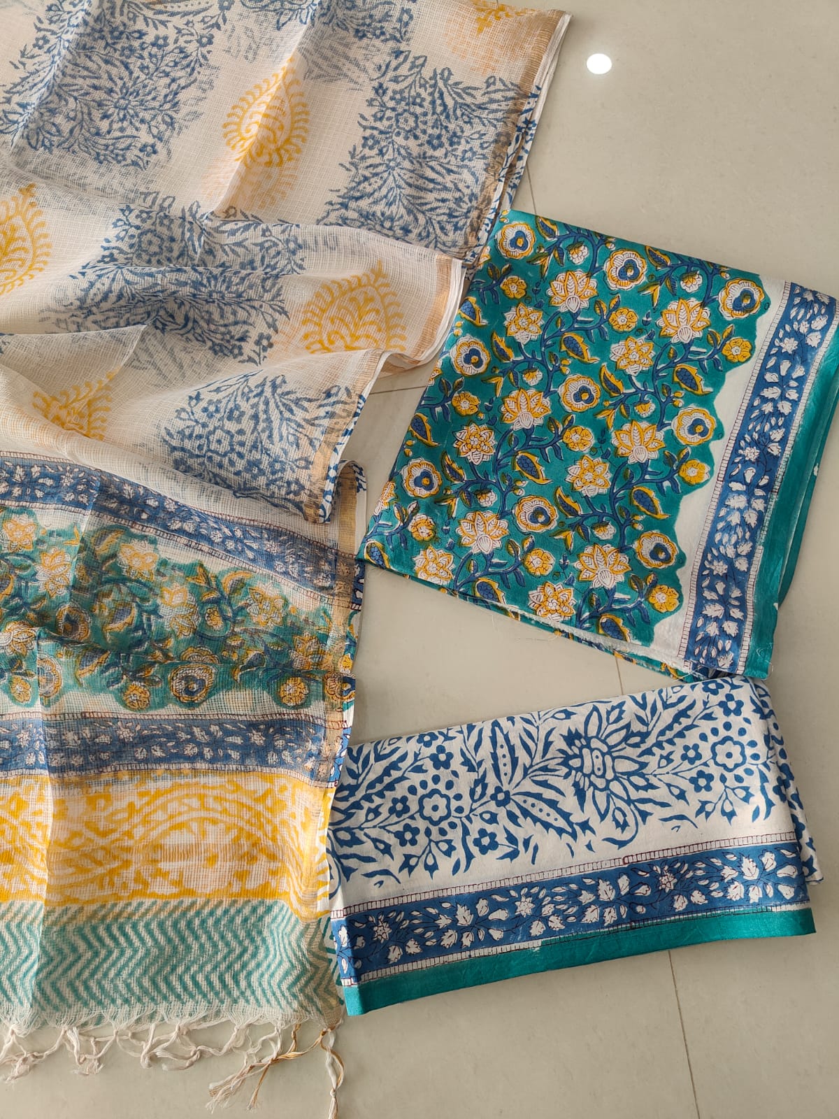 Premium Sanganeri Printed Cotton Suit With Kota Doria Duppta(BFCOTKD29)