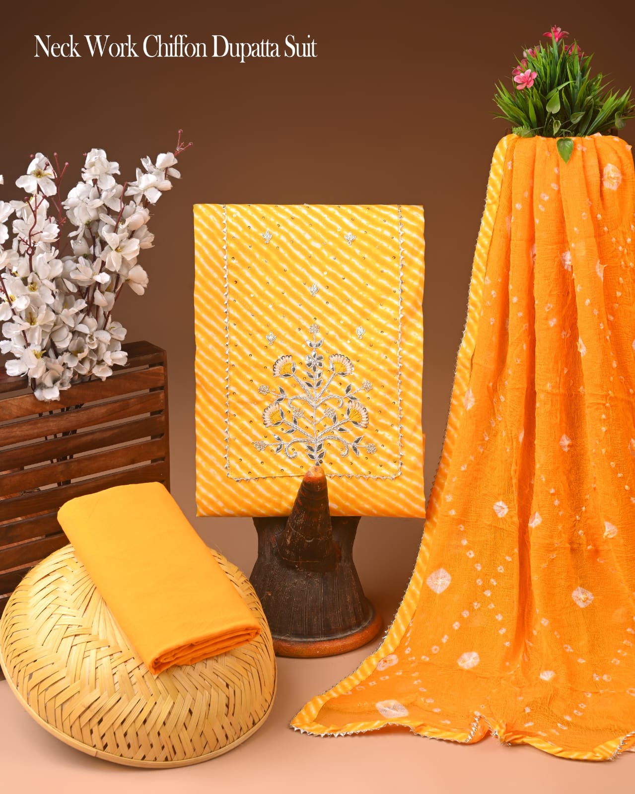 PREMIUM GOTA PATTI COTTON SUIT SET WITH CHIFFON DUPATTA