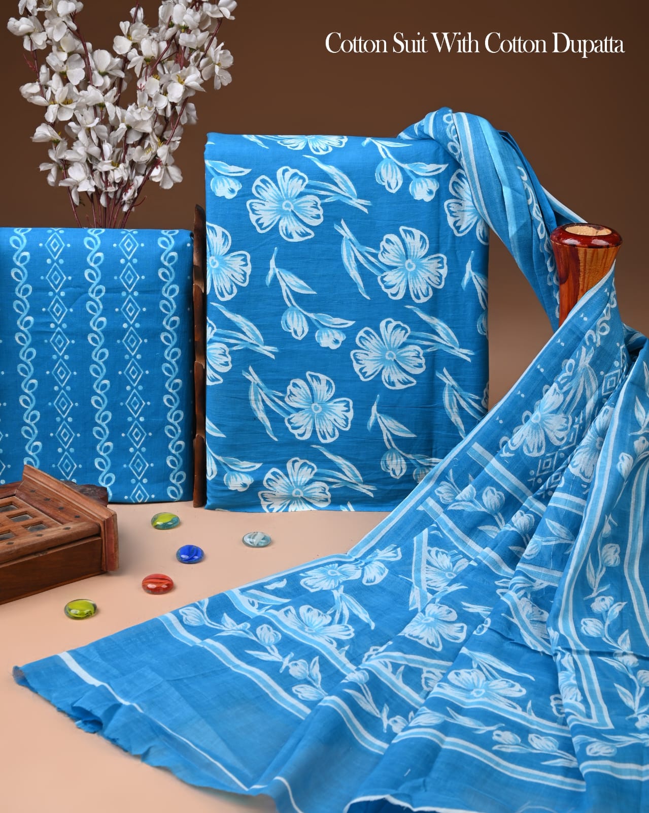 Exclusive Hand Block Cotton Suit With Cotton Dupatta