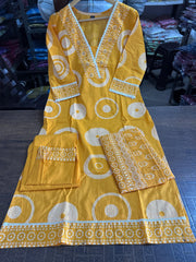 *🌹🌹Pure fine Cotton fabric Embroidery Work Kurti with Pant with cotton 100-100 Dupatta*🌹🌹