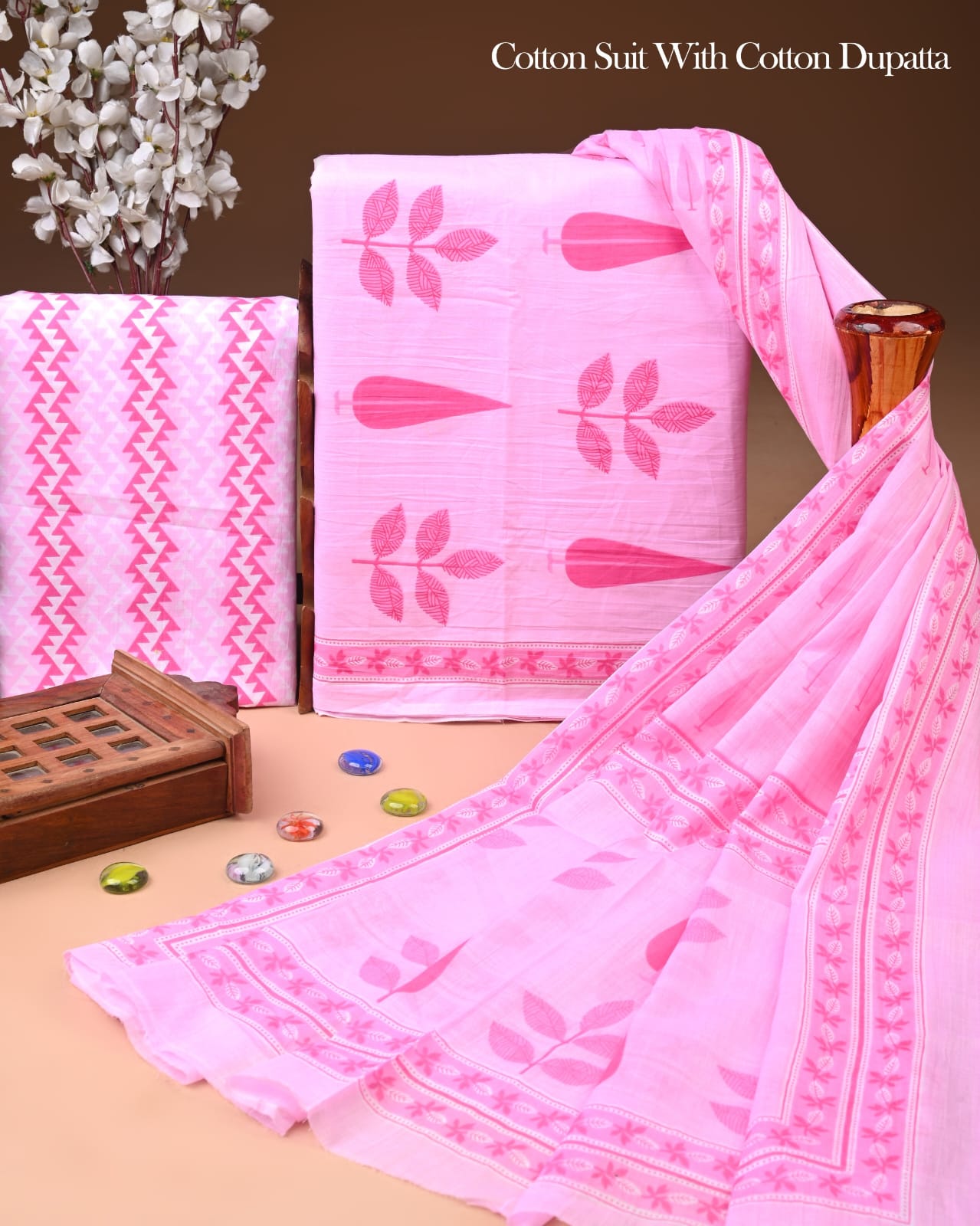Exclusive Hand Block Cotton Suit With Cotton Dupatta