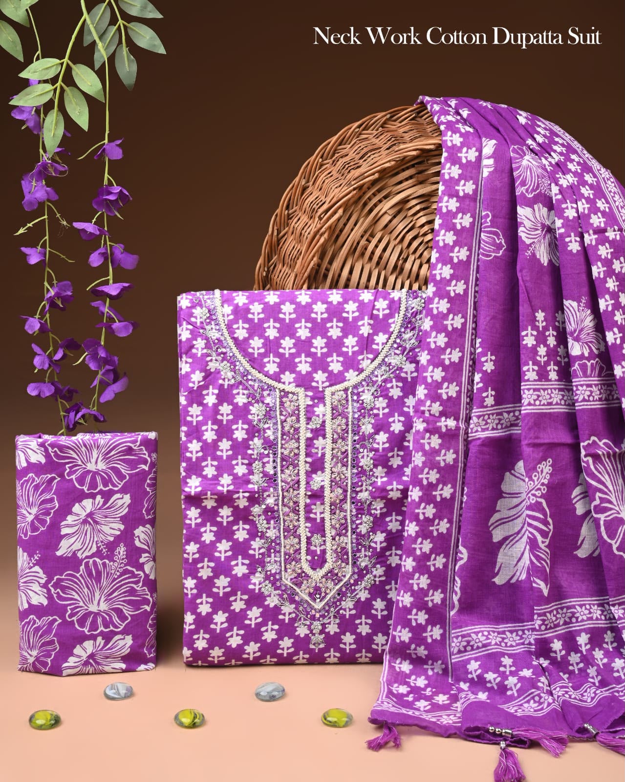 PREMIUM GOTA PATTI COTTON SUIT SET WITH CHIFFON DUPATTA