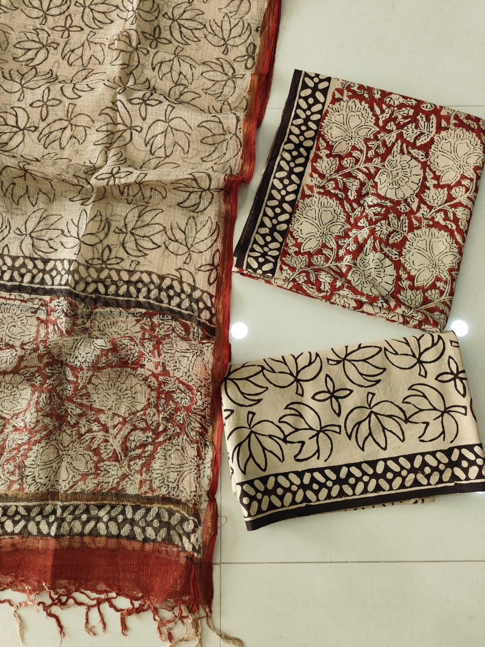 Premium Sanganeri Printed Cotton Suit With Kota Doria Duppta