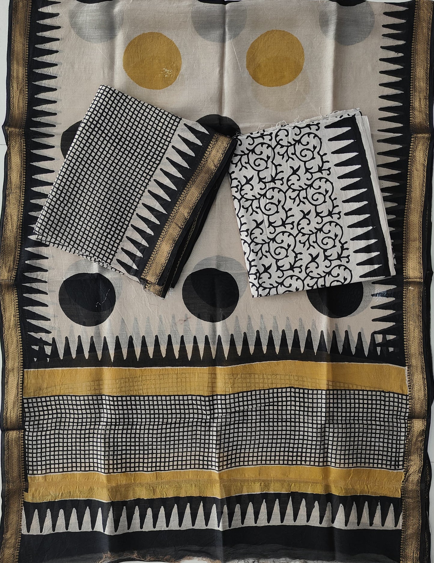 Premium Hand Block Printed Maheshwari Silk Suit(BFMAH80)