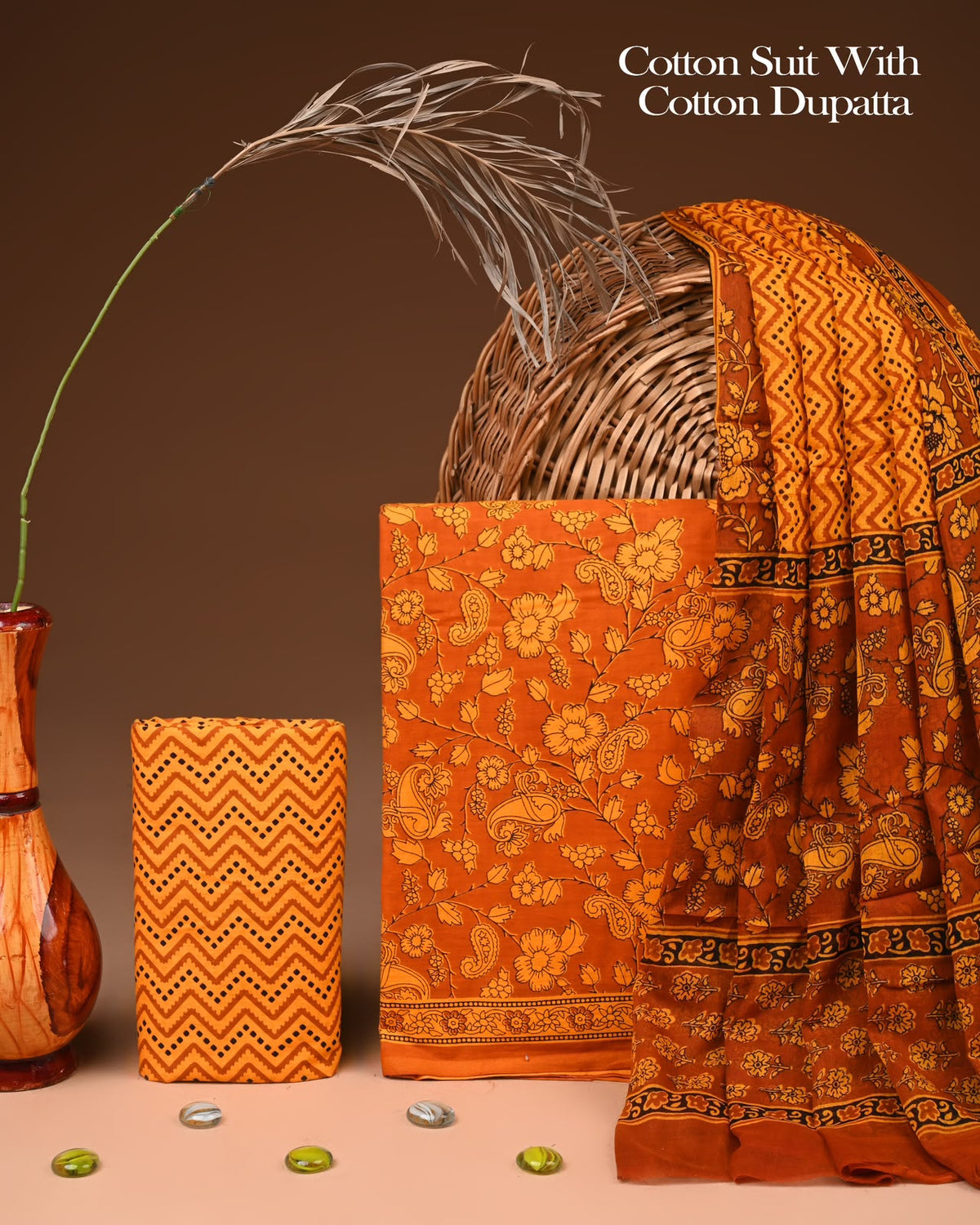 Exclusive Hand Block Cotton Suit With Cotton Dupatta